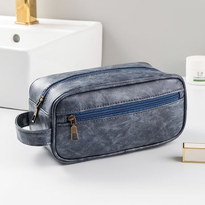 Retro-inspired New PU Leather Men's Cosmetic Bag Large Capacity Minimalist Toiletry Pouch Luxury-inspired Premium Storage Bag