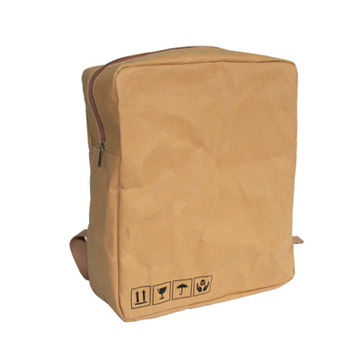 China Carrying Washable Paper Backpack Simple Design Brown Kraft Paper Backpack factory