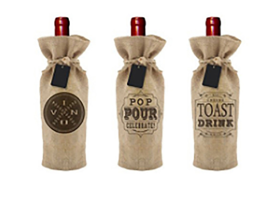 China Screen Printing Wine Bottle Bags Personalized Wine Gift Bags With Drawstring factory