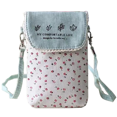 China Custom Cute fresh floral cotton mini crossbody cell phone purse bag for women factory