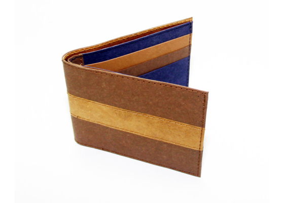 Stripes Design Kraft Paper Wallet Folding Short Type For Women Or Men
