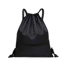 Custom 420D Large Strong Ripstop Waterproof Nylon 420D / 210D Polyester Black Drawstring Backpack