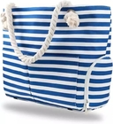 Extra Large Zipper Washable Beach Tote Two Compartment Waterproof With Front Pocket