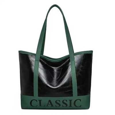 Women Oem Fashion Leather Handbags Oversize Green Black