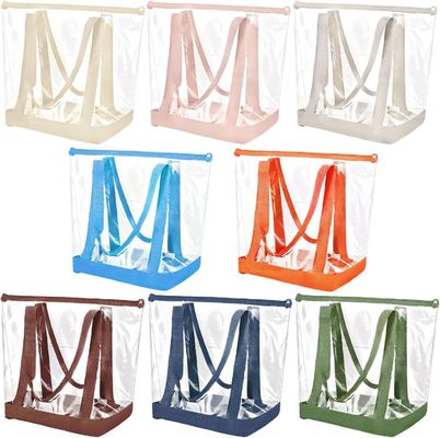 2025 New Customizable Transparent PVC Tote Shopping Bag with Reinforced Seams Colorful Zipper Shopping Laser-Effect Jelly Bag