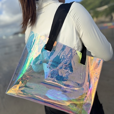 PVC Laser-Color Handheld Shopping Bag Trendy Transparent Jelly Bag with Vibrant Colors Thickened Universal Gift Customized Bag