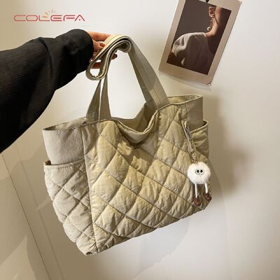 Commuting Tote Bag 2026 Fall/Winter New Style Shoulder Bag Korean Style Cotton-Filled Soft Handle Tote Handbags for Women