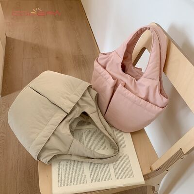 Custom LOGO Niche Nylon Shoulder Tote Bags Large Capacity Handled Women's Korean Style Tote Bag with Multiple Pockets