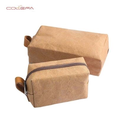 Customized Washable Kraft Paper Bag with Zipper Digital Print Toiletry Bag Paper Full-Printed Makeup Cosmetic Pouch with LOGO