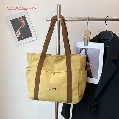 Large Capacity Tote Canvas Bag Work & Outings Stylish Commuting Versatile Literary Student Style Book-Carrying Shoulder Bags