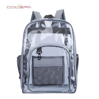 Colefa Manufacturer Direct Transparent PVC Made Backpacks LightWeight Transparent Color Waterproof Large-Capacity Student Backpacks with Customizable Logos