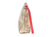 Shiny gold PU leather cosmetic bag metallic makeup toiletry bag with handle