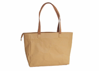 Sustainable Brown Washable Tote Bags Kraft Paper Shopping Bag ladies handbags with custom logo