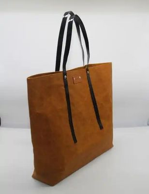 Letter Pattern Washable Kraft Paper Tote Bag Degradable Environmental With Logo Printed