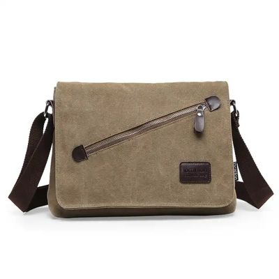 Custom Business Men's Crossbody Shoulder Washable Canvas Messenger Bag For Men