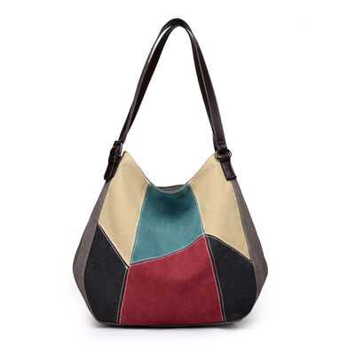 Canvas Tote Bag for Women 2026 New Arrival Patchwork Color-Blocking Large Capacity Artsy Shoulder Travel & Daily Tote Bag