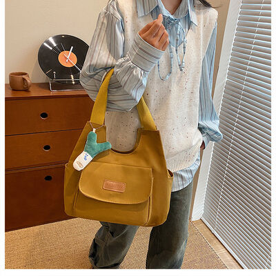 Canvas Bags for Women Spring/Summer Versatile Tote Bag Outing Mom Student Shoulder Underarm Commuting Bags Handheld Tote Bag