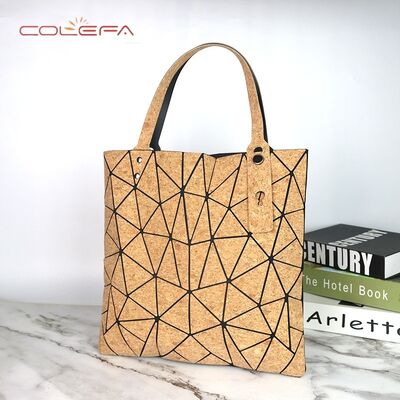 Bark-Patterned Cork Tote Bags Women's Sophisticated Shoulder Bag Fashionable Handbag with Pleated Folds Stylish Shopping Tote