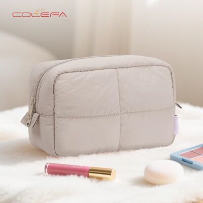 New Quilted Cosmetic Bag Thickened Quilted Washbag Cotton-Filled Fabric Travel Cosmetics Organizer Portable Storage Bag