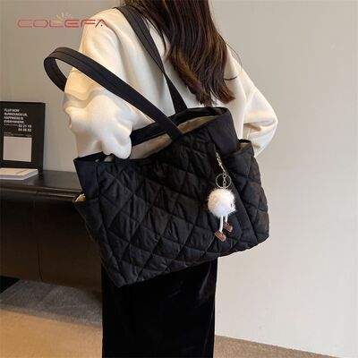 Commuting Tote Bag 2026 Fall/Winter New Style Shoulder Bag Korean Style Cotton-Filled Soft Handle Tote Handbags for Women
