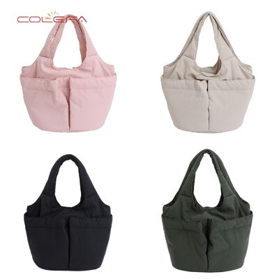 Custom LOGO Niche Nylon Shoulder Tote Bags Large Capacity Handled Women's Korean Style Tote Bag with Multiple Pockets