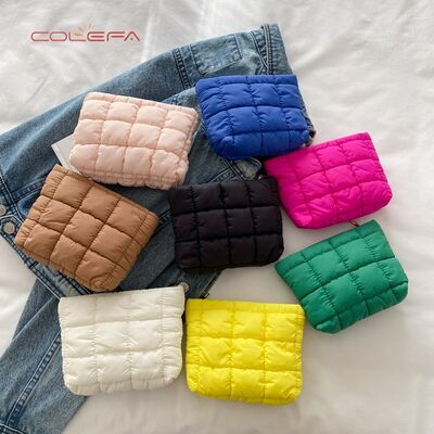 2026 New Fashion Pleated Clutch Makeup Bags Women's Korean Style Polyester Chic Versatile Casual Small Square Cosmetic Bags