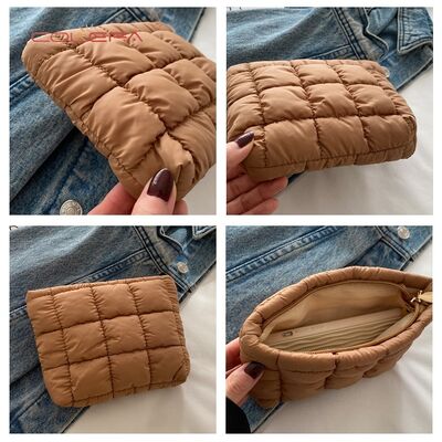 2026 New Fashion Pleated Clutch Makeup Bags Women's Korean Style Polyester Chic Versatile Casual Small Square Cosmetic Bags