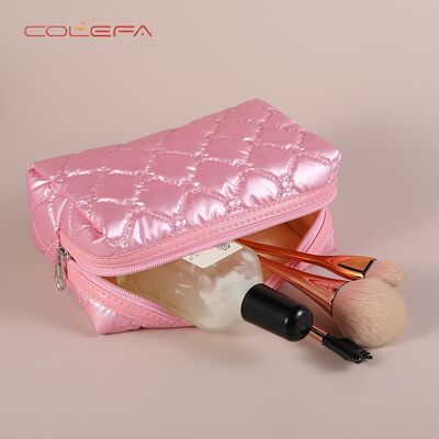 Colefa 2026 New Customizable New Polyester Waterproof Fall/Winter Embroidered Diamond-Quilted Cosmetic Bag Fashion Creative Candy-Colored Bags