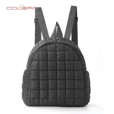 Autumn/Winter Polyester Cotton-Filled Backpack Checkered Fashion Casual Travel Backpack Lightweight Cotton Jacket Women Backpack