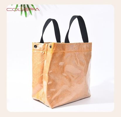 Multi-Layer Vintage-Washed DuPont Paper Bag + Transparent PVC Waterproof Single-Shoulder Paper Shopping Tote Bags with Logo