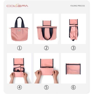 Foldable Supermarket Shopping Bags Oxford Made Eco-Friendly Portable Large Capacity with Drawstring Tote Waterproof Grocery Bag