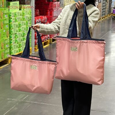 Foldable Supermarket Shopping Bags Oxford Made Eco-Friendly Portable Large Capacity with Drawstring Tote Waterproof Grocery Bag