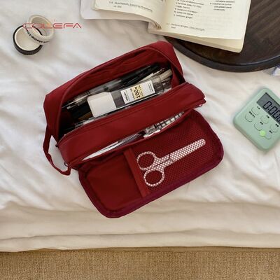 Japanese Minimalist Handheld Pencil Case Large Capacity Nylon Multi-Function Storage Bag Stationery Box Pencil Pouch Wholesale