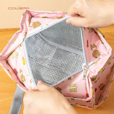 Floral Square-Shaped Lunch Bag Large Capacity Insulated Bag Oxford Lunch Bags Bento Bag Insulated Direct Manufacturer Made