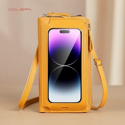 New Touchscreen Phone Case Women's PU Anti-Theft Multi-Functional Crossbody Shoulder Bag Versatile Transparent Mini Phone Pouch