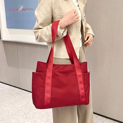 Women's Bag Japanese-Style Solid Color Tote Bag Large Capacity Shoulder Bag Casual Minimalist Mom Bag Canvas Fabric Handbag
