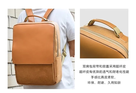 Manufactures Custom Male Brown Washable Kraft Paper Bag Softback Backpack With Front Flap