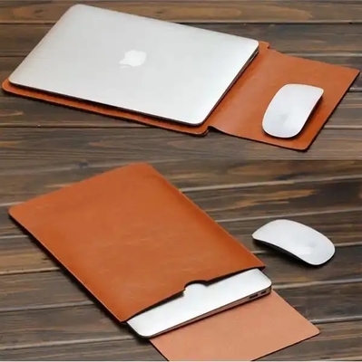 15 / 16 Inch PU Leather Laptop Sleeve Bag Embossing Logo Compatible With Macbook Pro