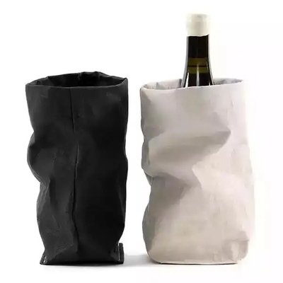 Custom Recycled Bio Degradable Portable Washable Kraft Paper Single Wine Bottle Carrier Bags With Carrying Handle