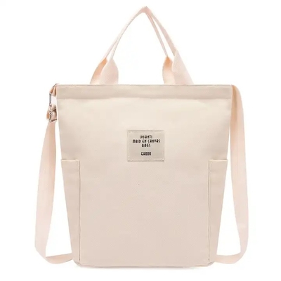Full color custom summer black white tote bag crossbody plain cotton messenger bag canvas bag with grommet handle