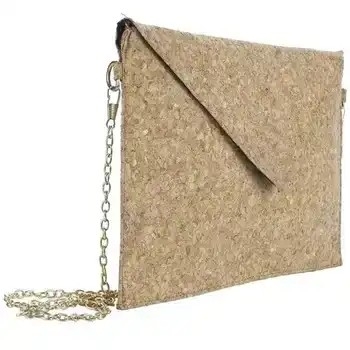 Cotton Lining Cork Leather Purse With Chain