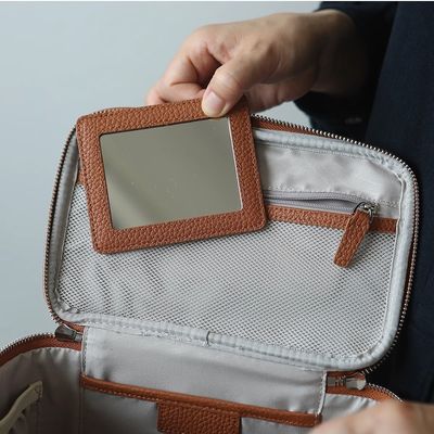 New Arrival Leather Makeup Bag Portable Large Capacity Professional Travel & Business Trip Handheld Cosmetic Storage Case