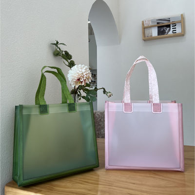 Black Transparent Tote Shopping Bag Green Composite Plastic PVC Packaging Bags Clothing Shopping Gift Bag Waterproof with LOGO