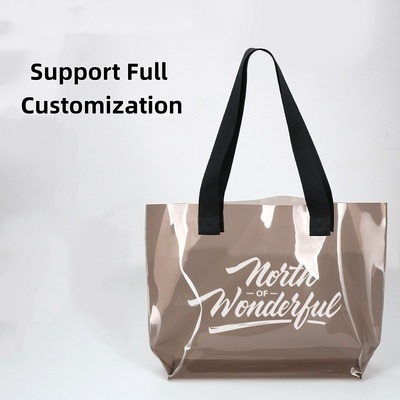 PVC Handheld Shopping Bags Clear Waterproof Large Capacity Shopping Bags Fashion-Worthy Colorful Gift Bag with Custom LOGO