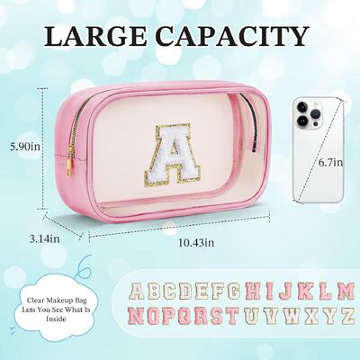 Customized Embroidered Letters Cosmetic Bags PVC Waterproof High-Fashion Makeup Organizer Travel Daily Use Portable Toiletry Bag