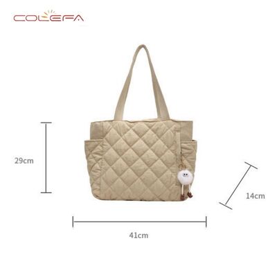 Commuting Tote Bag 2026 Fall/Winter New Style Shoulder Bag Korean Style Cotton-Filled Soft Handle Tote Handbags for Women