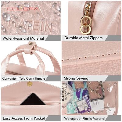 Colefa New Women's Fashion PU Leather Hanging Hook-Style Storage Bag Travel Portable Cosmetic Toiletry Bag Full Customization