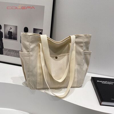 Large Capacity Tote Canvas Bag Work & Outings Stylish Commuting Versatile Literary Student Style Book-Carrying Shoulder Bags