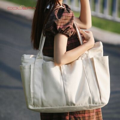 2026 New Canvas Tote Bags Handheld Shoulder Beach Bags Fabric Large Capacity for Women Custom-Made with Personalized LOGO