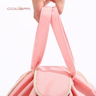 Polyester Drawstring Cosmetic Bag Large Capacity Makeup Organizer Portable Travel Storage Pouch Cosmetic Bags with Custom LOGO